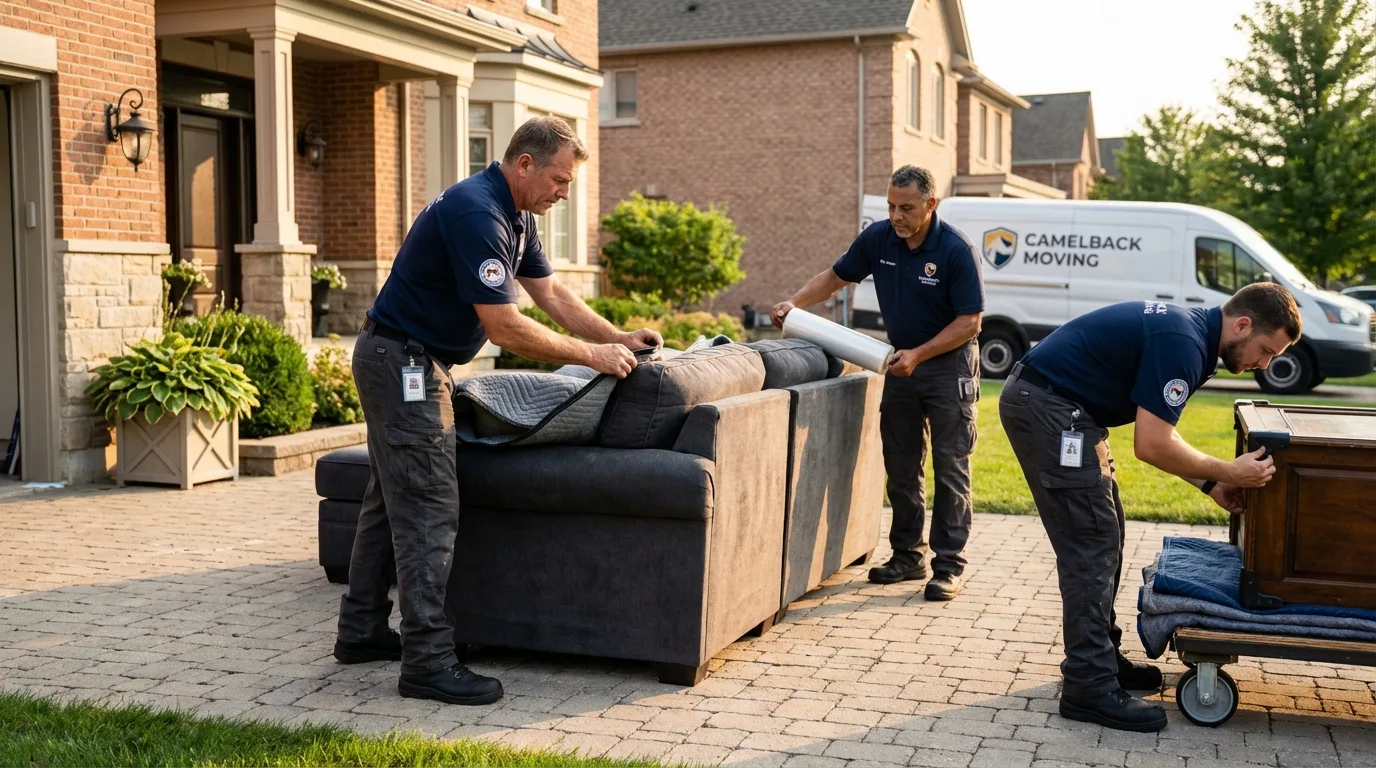 Large estate moving crew wrapping furniture in Salem, NH