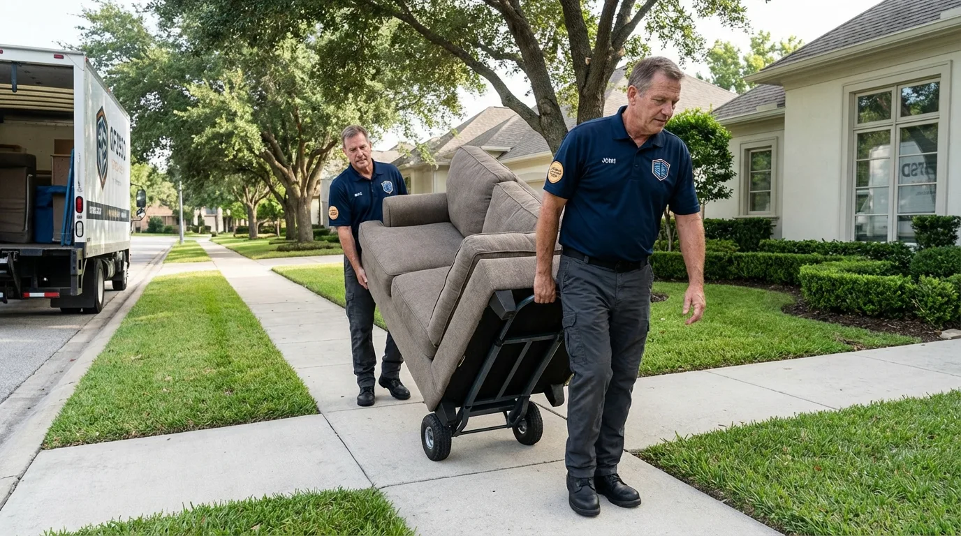 Local residential moving crew loading furniture in Salem, NH